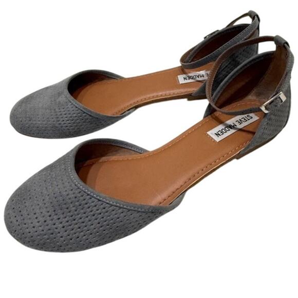 Steve Madden Maia 10 textured fabric ankle strap round toe flats 3075 - Picture 1 of 10